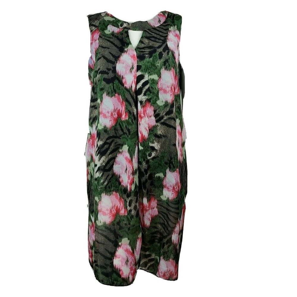 ADELE & MAY Green‎ Floral Split Front Top Size M